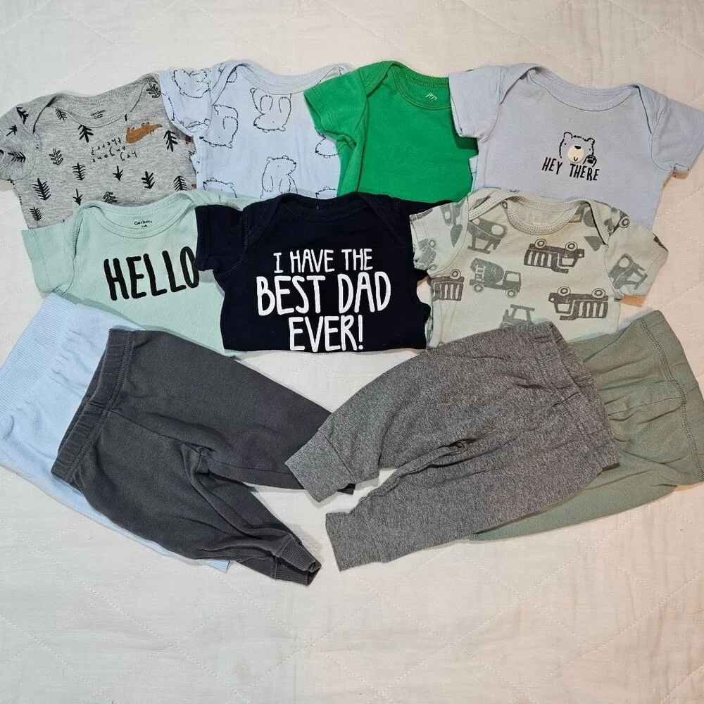 Baby Boy‎ Bodysuits & Pants Lot 11 Piece 3-6M Gerber Onesies Simple Joys Carters